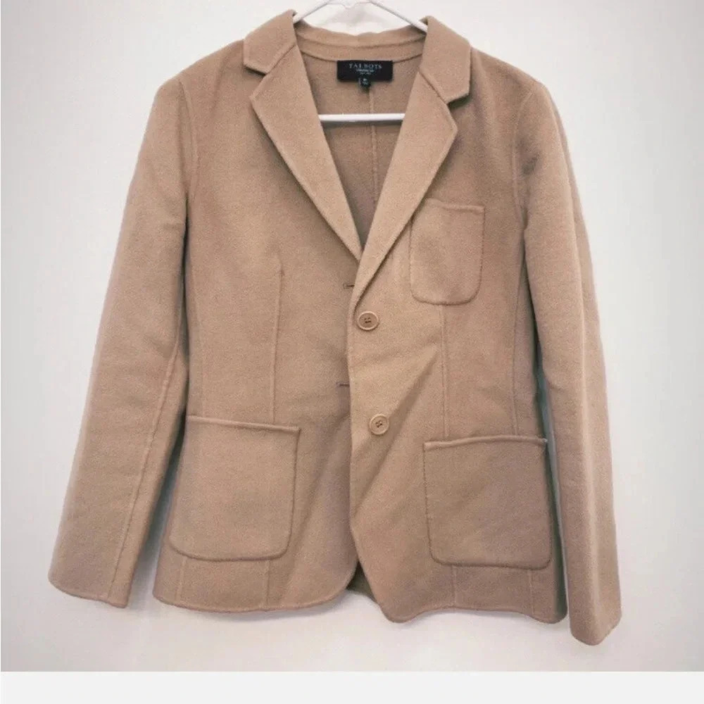 Talbots Soft Brushed Wool Camel Tan Unlined Blazer - image 1